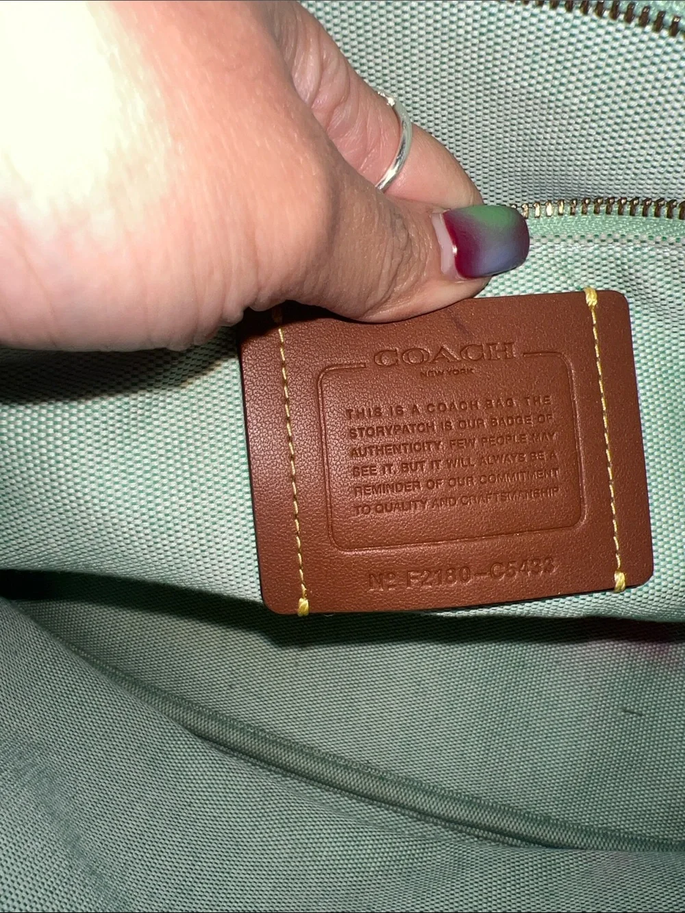 COACH Andie Forest Green Glovetanned Leather Tote - Picture 10 of 14